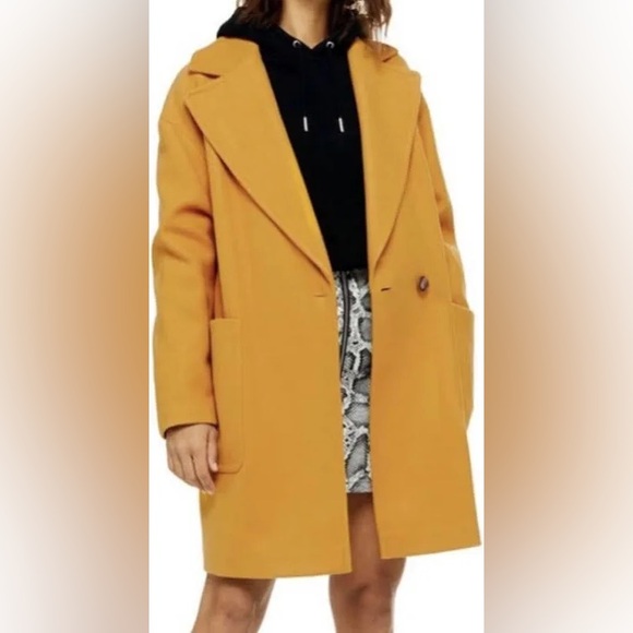 Brand New Topshop Mustard Peacoat - Picture 3 of 4